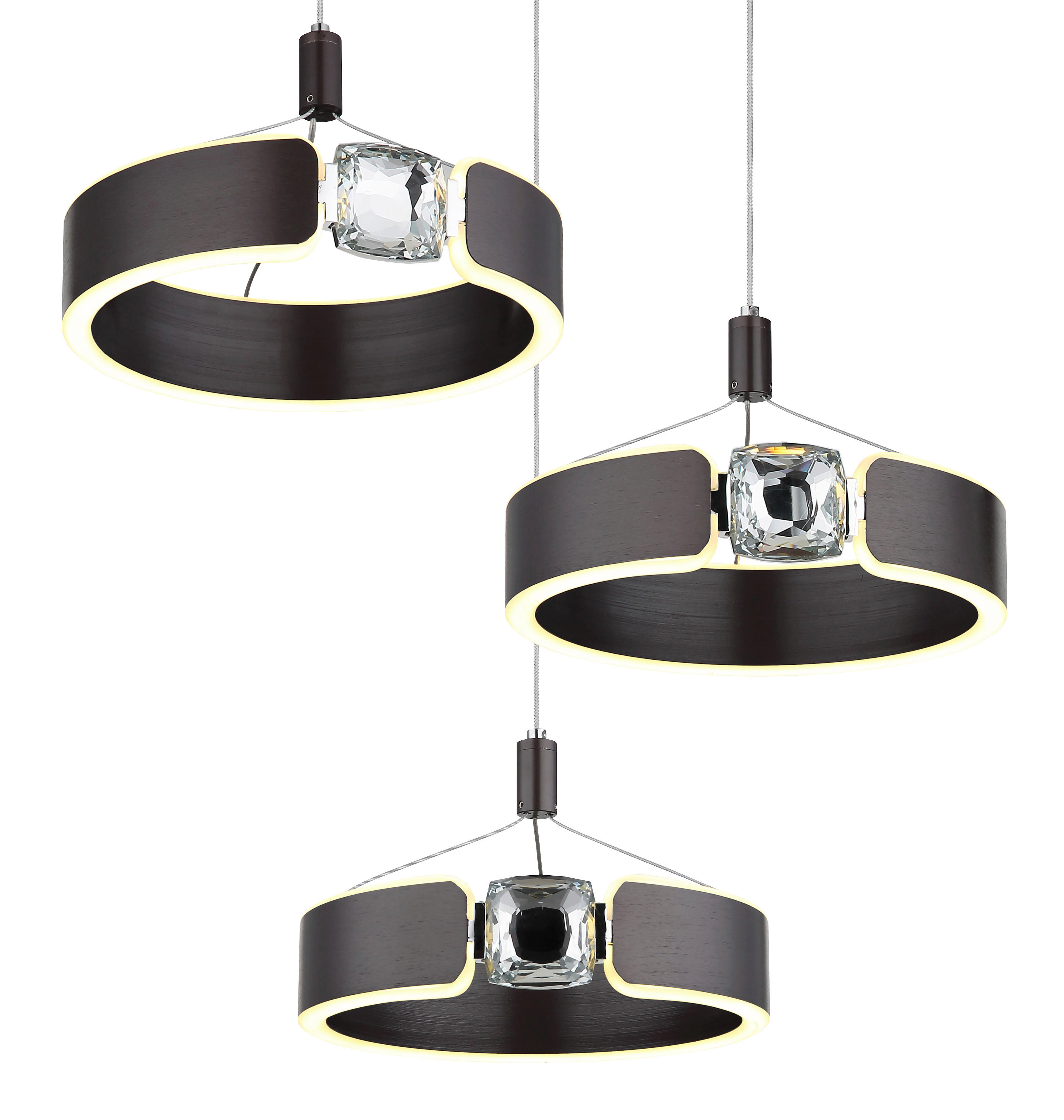 GLOBO LED-Pendelleuchte bronze Opal Metall Acryl H/L: ca. 125x44 cm LED-Pendelleuchte_Hendricks - Opal/bronze (44,00cm) - GLOBO