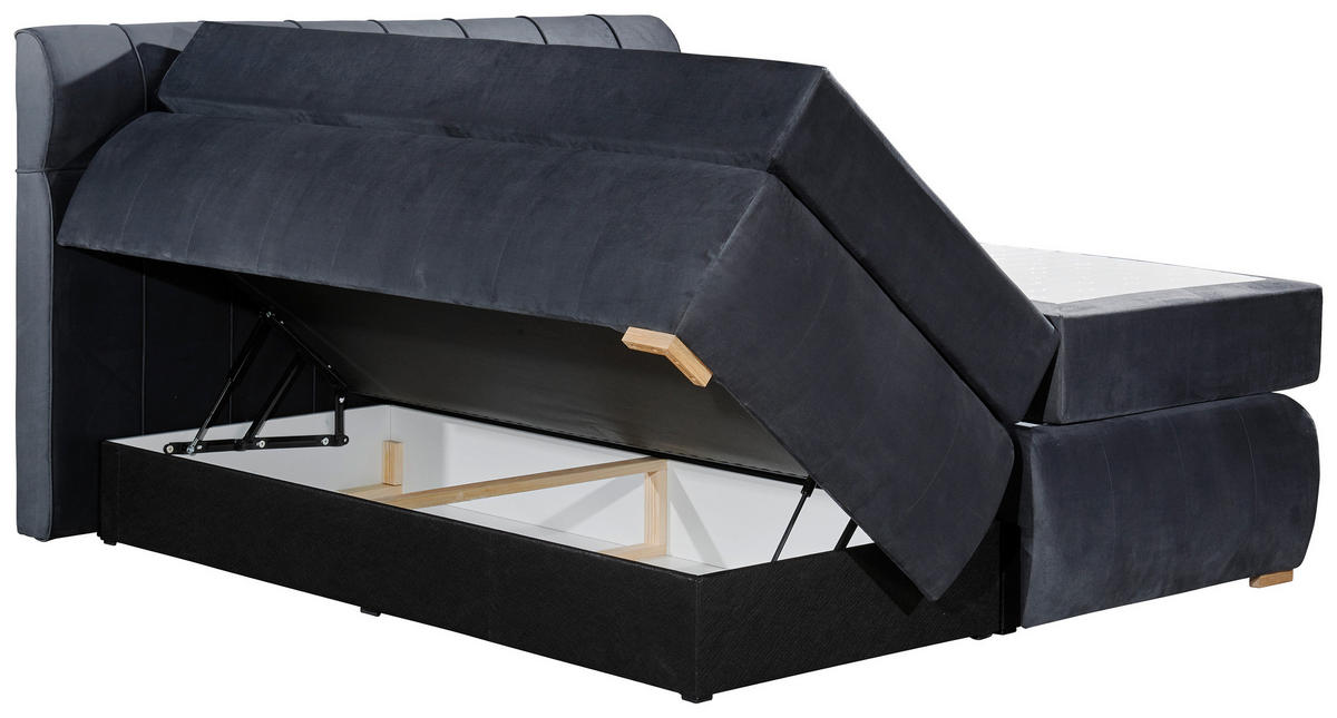 Boxspringbett Sorrent dunkelgrau Microfaser Liegefläche B/L: ca. 180x200 cm Sorrent - dunkelgrau (190,00/115,00/215,00cm)