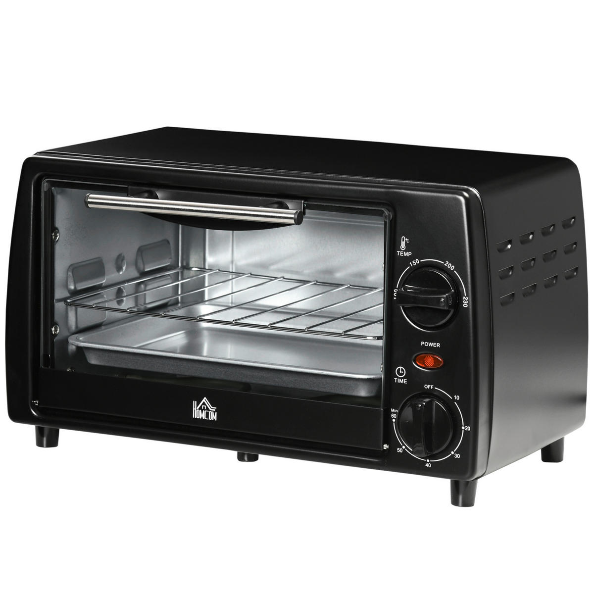 HOMCOM Küchengerät schwarz Edelstahl B/H/L: ca. 26x36,5x22 cm Minibackofen - schwarz (22,00/26,00/36,50cm) - HOMCOM