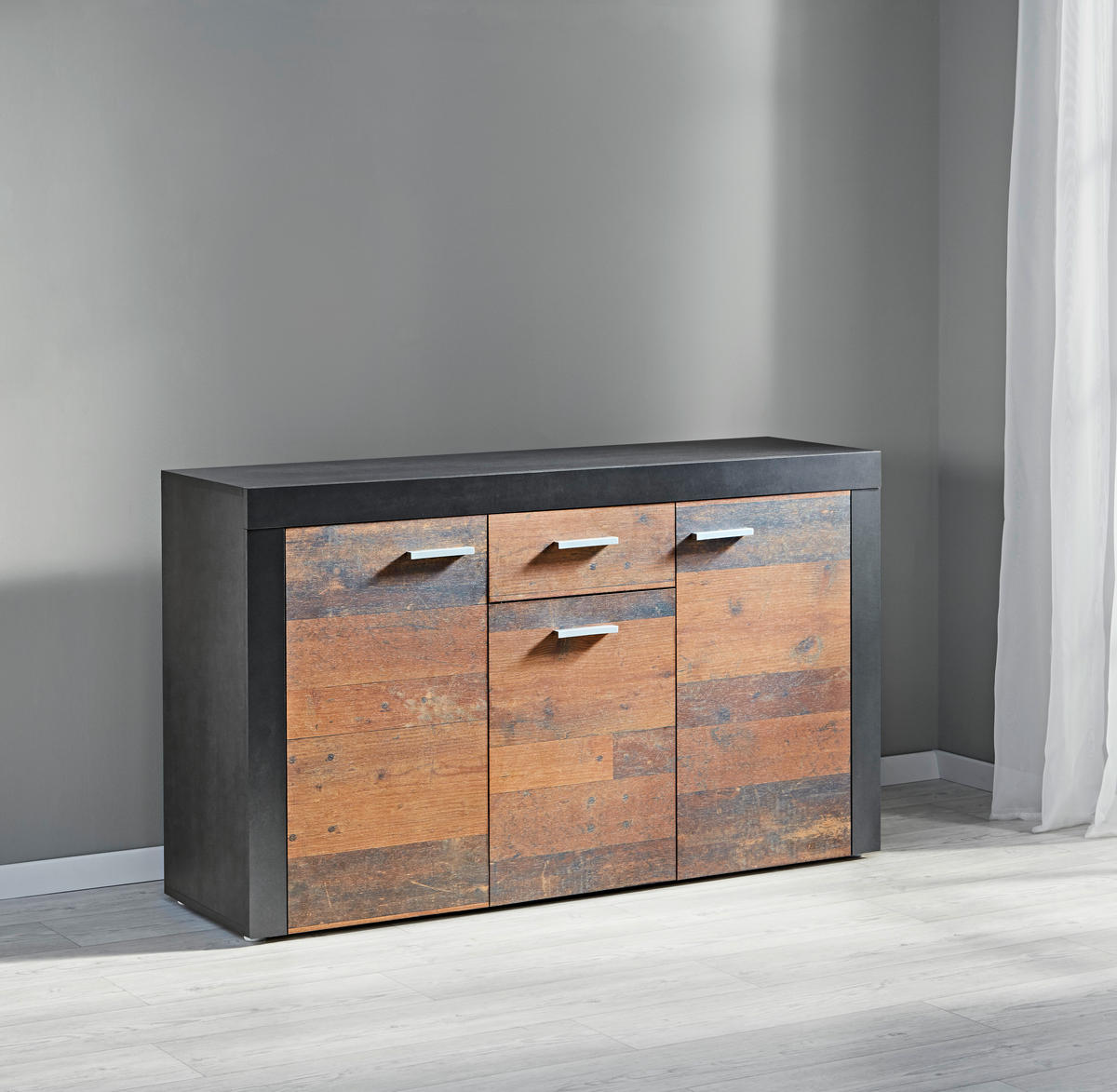 Kommode Focus Old Wood Nachbildung grau dunkel B/H/T: ca. 134x79x39 cm Focus - grau (134,00/79,00/39,00cm)