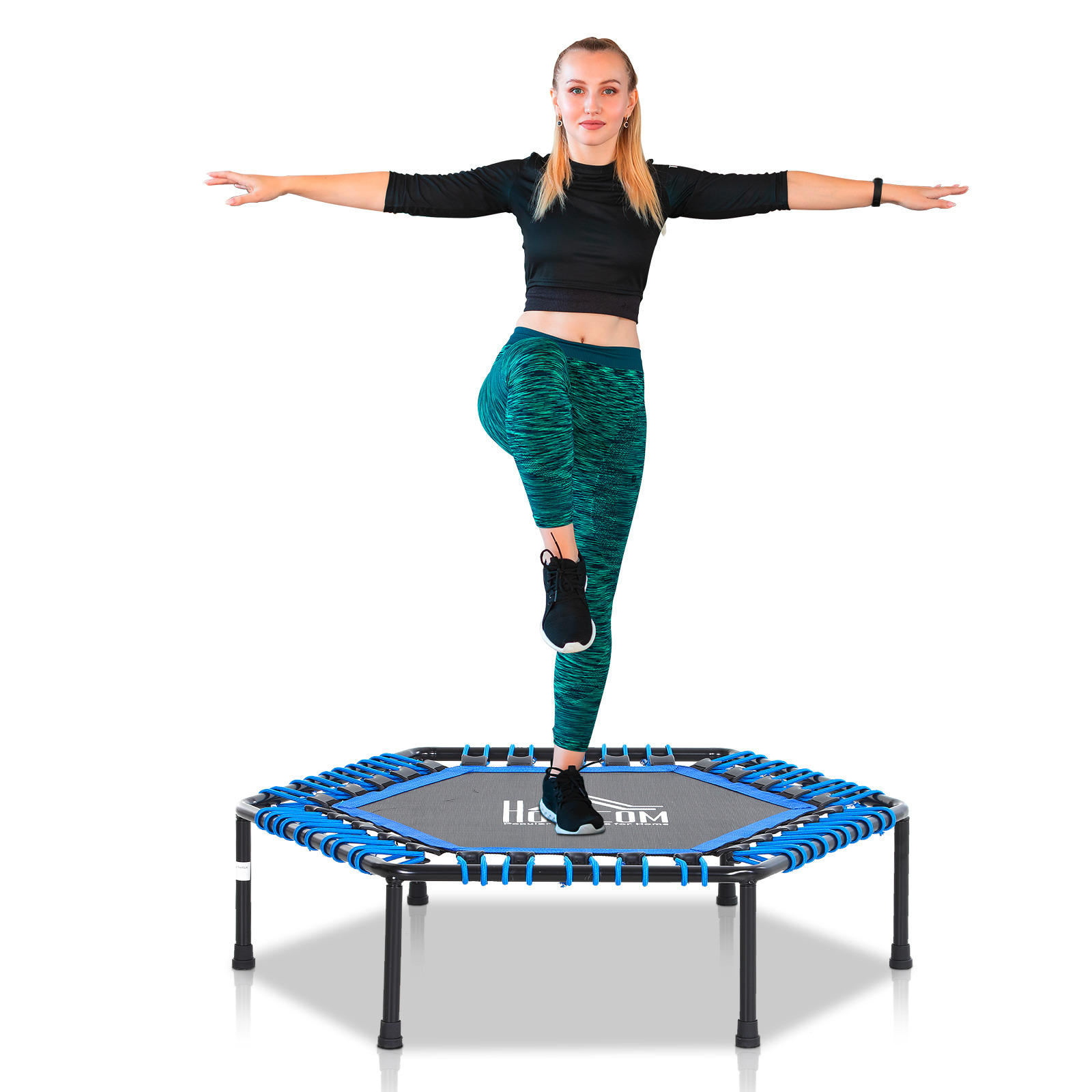 Homcom Fitnees-trampolin Schwarz H/d: Ca. 33x101 Cm Fitness-Trampolin_für_yoga - blau/schwarz (101,00/33,00cm)