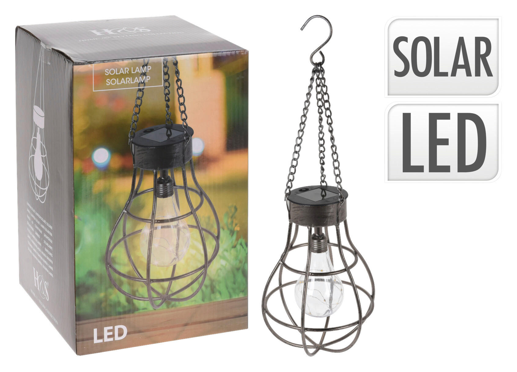 Solar-Wandleuchte braun Metall B/H/L: ca. 18,5x27x18,5 cm Solar-Hängelampe - braun (18,50/18,50/27,00cm)