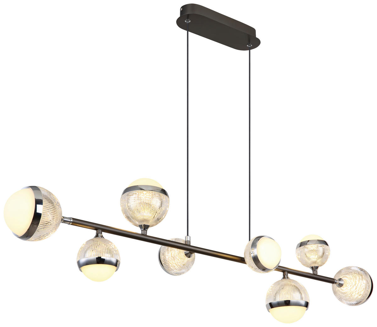 GLOBO LED-Pendelleuchte transparent Chrom titanfarbig Acryl Aluminium Metall B/H/T: ca. 24x120x109 cm UNTSY - titanfarbig/Chrom (24,00/120,00/109,00cm) - GLOBO