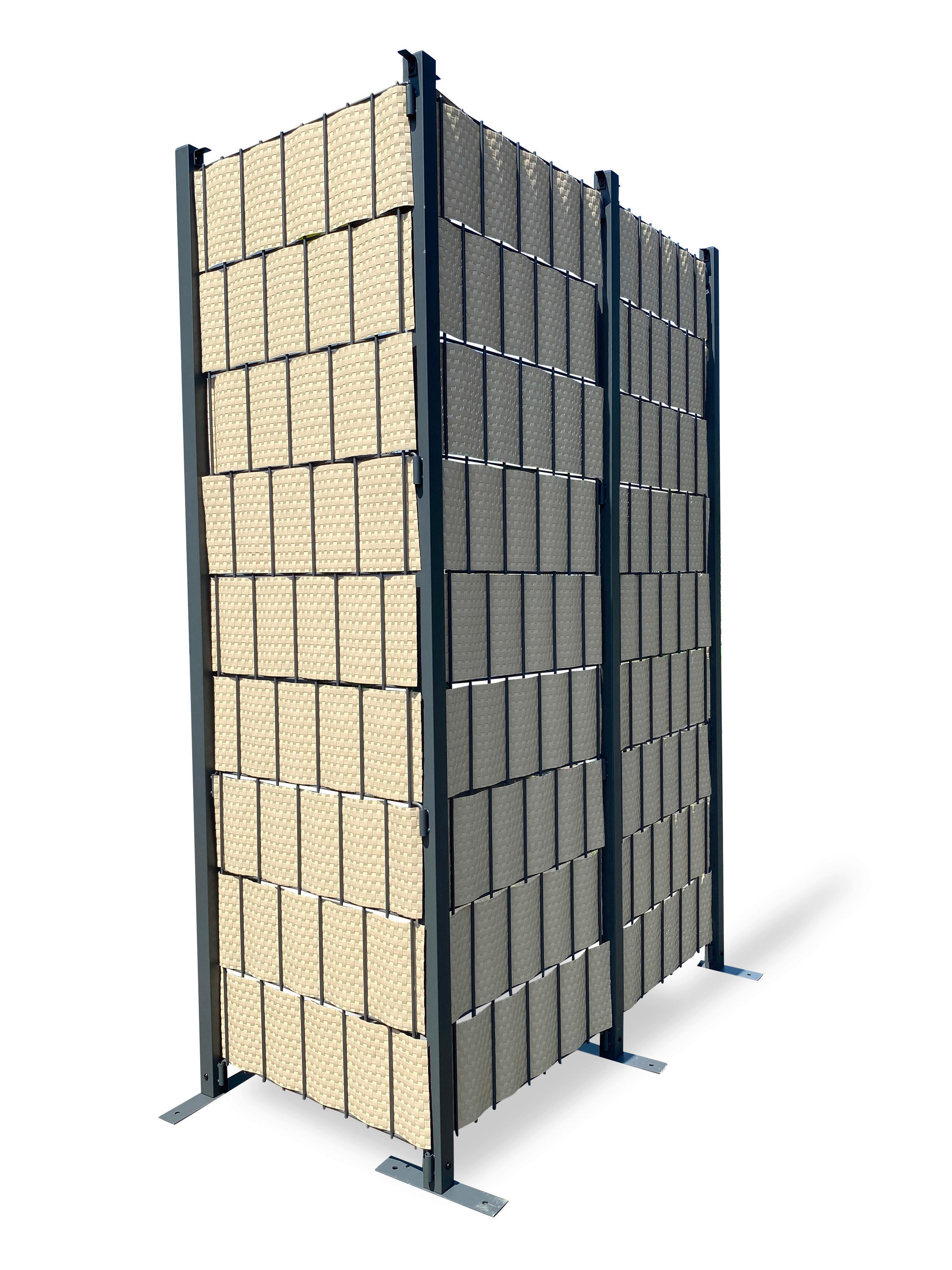 Grasekamp Paravent Eppan anthrazit Stahl B/H/L: ca. 25x184x195 cm Eppan - beige/anthrazit (195,00/25,00/184,00cm) - Grasekamp