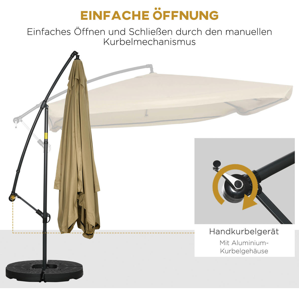 Outsunny Ampelschirm beige Polyester B/H/L: ca. 296x272x296 cm Ampelschirm - beige (296,00/296,00/272,00cm) - Outsunny