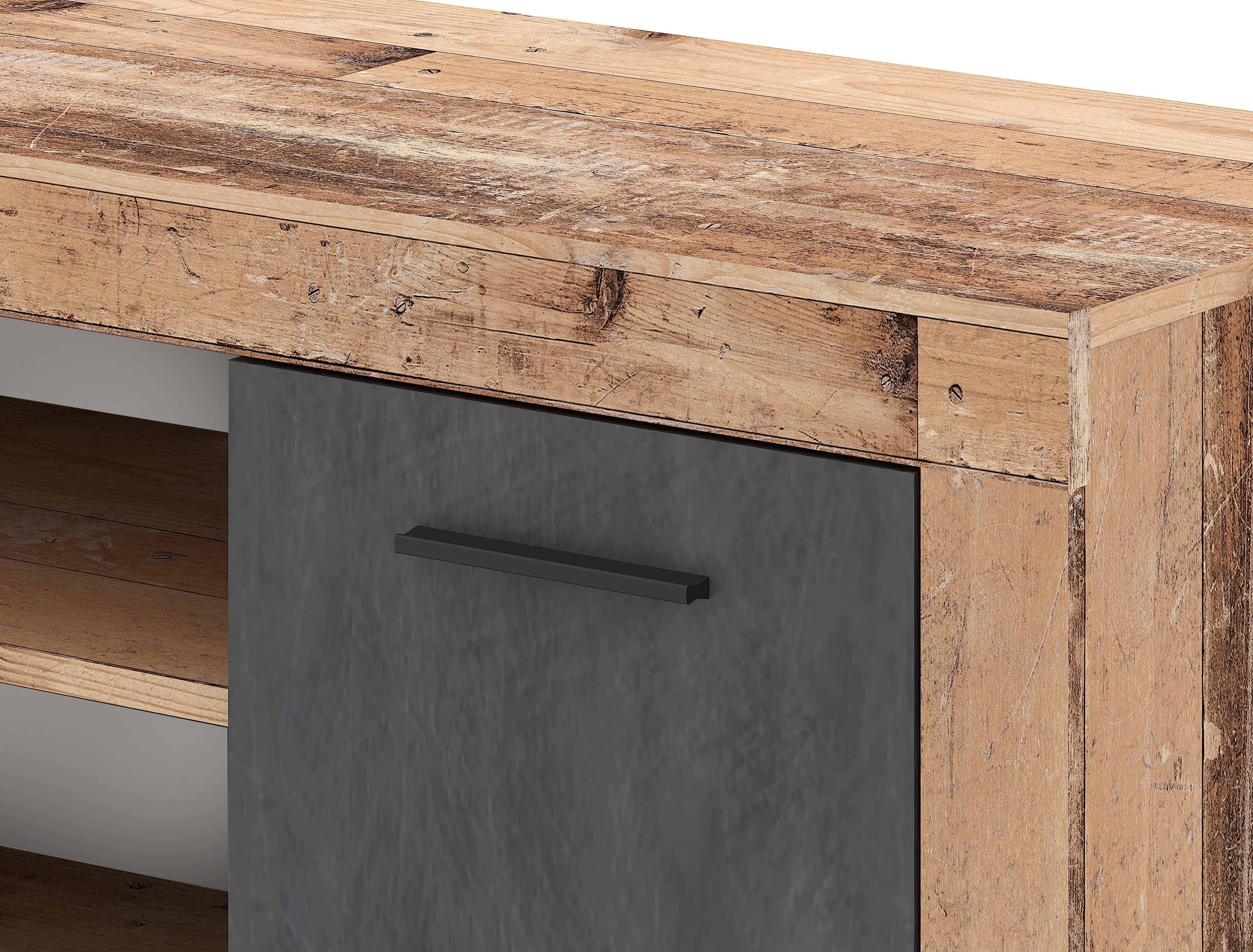 TV-Lowboard LUNA 2D Eiche Old Wood hell Nachbildung Eiche Matera Nachbildung Beton Optik B/H/T: ca. 140x40x40 cm LUNA 2D - Eiche/Beton (140,00/40,00/40,00cm) - WIPMEB