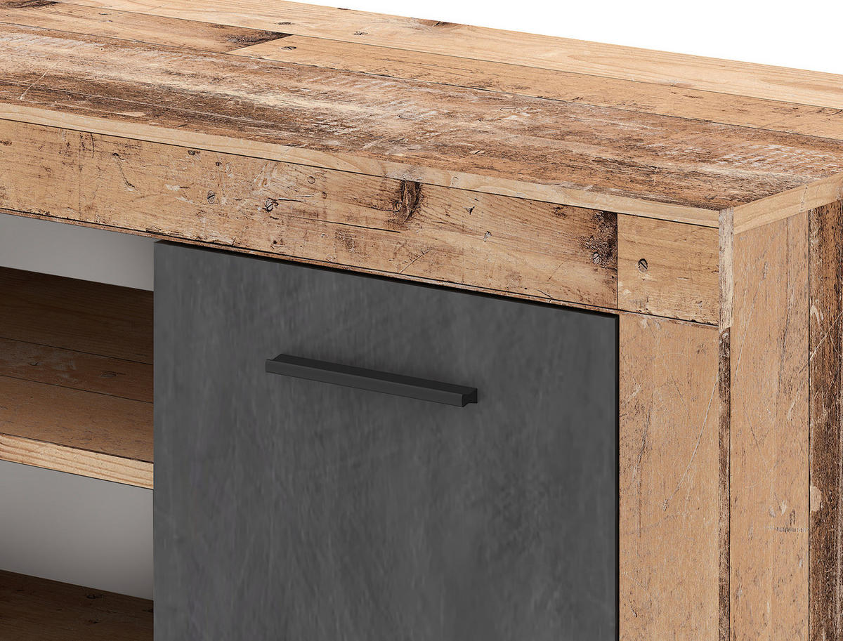 TV-Lowboard LUNA 2D Eiche Old Wood hell Nachbildung Eiche Matera Nachbildung Beton Optik B/H/T: ca. 140x40x40 cm LUNA 2D - Eiche/Beton (140,00/40,00/40,00cm) - WIPMEB