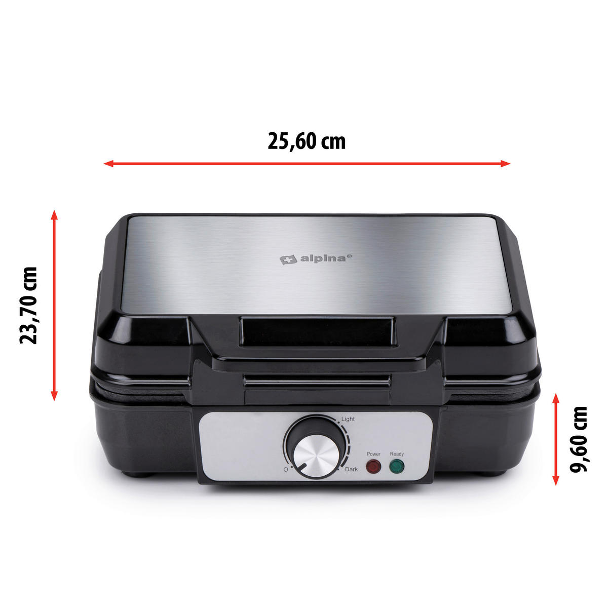 alpina Waffelautomat schwarz Alu B/H/L: ca. 24x10x24 cm Belgisches_Doppel-Waffeleisen - schwarz (24,00/24,00/10,00cm) - alpina