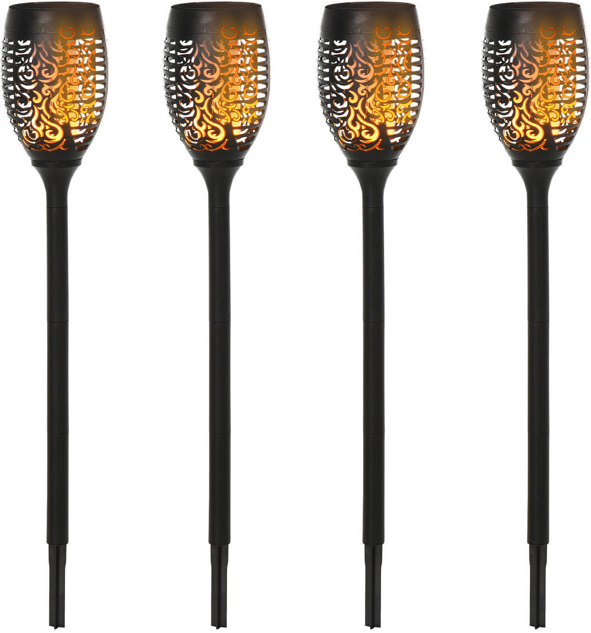 Solarleuchte im 4er-Set schwarz Kunststoff H/D: ca. 72x12 cm Solarleuchte im 4er-Set - schwarz (12,00/72,00cm) - Outsunny