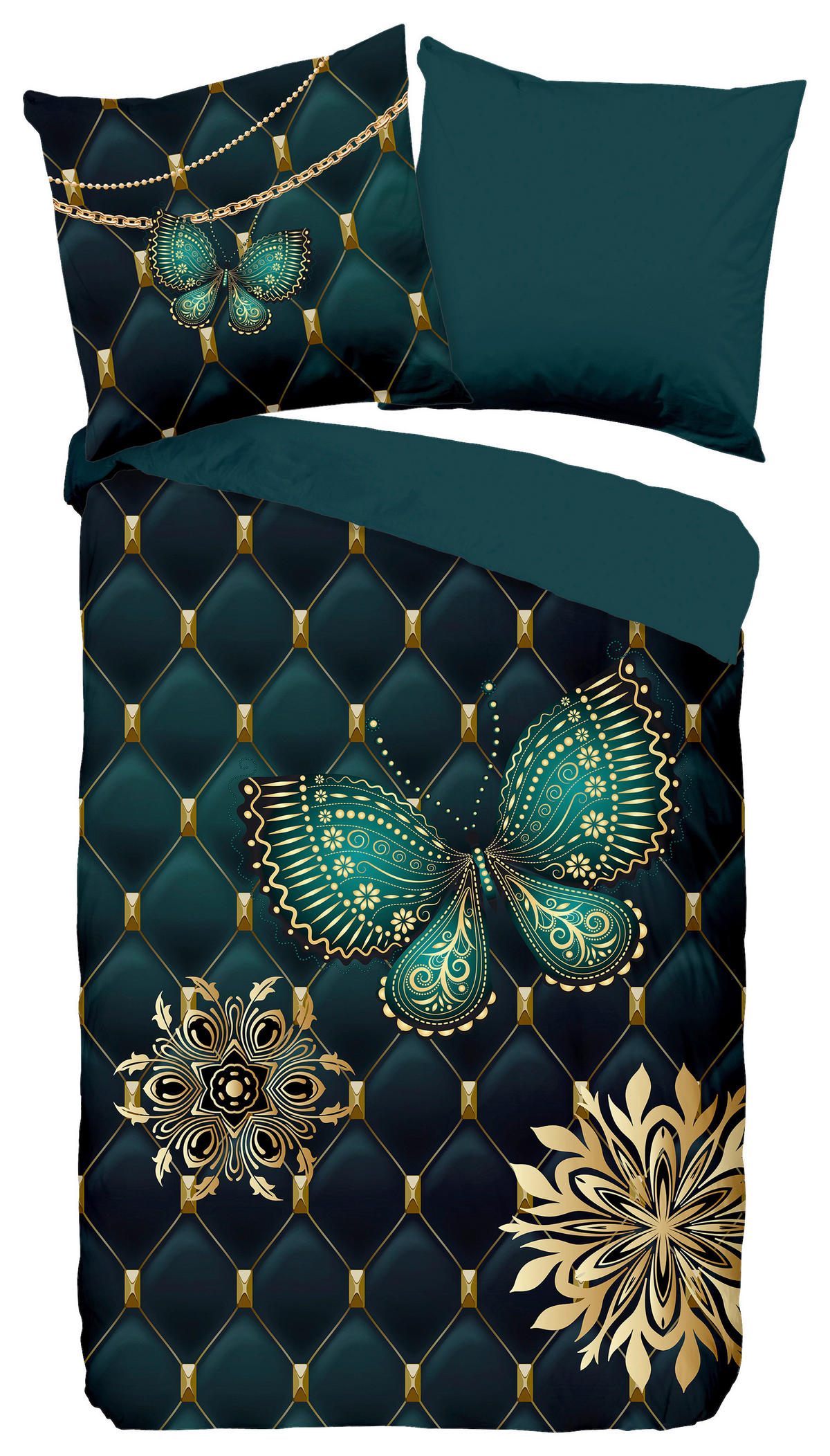 Bettwäsche Lavanya petrol Polyester B/L: ca. 135x200 cm Lavanya - petrol (135,00/200,00cm) - Pure