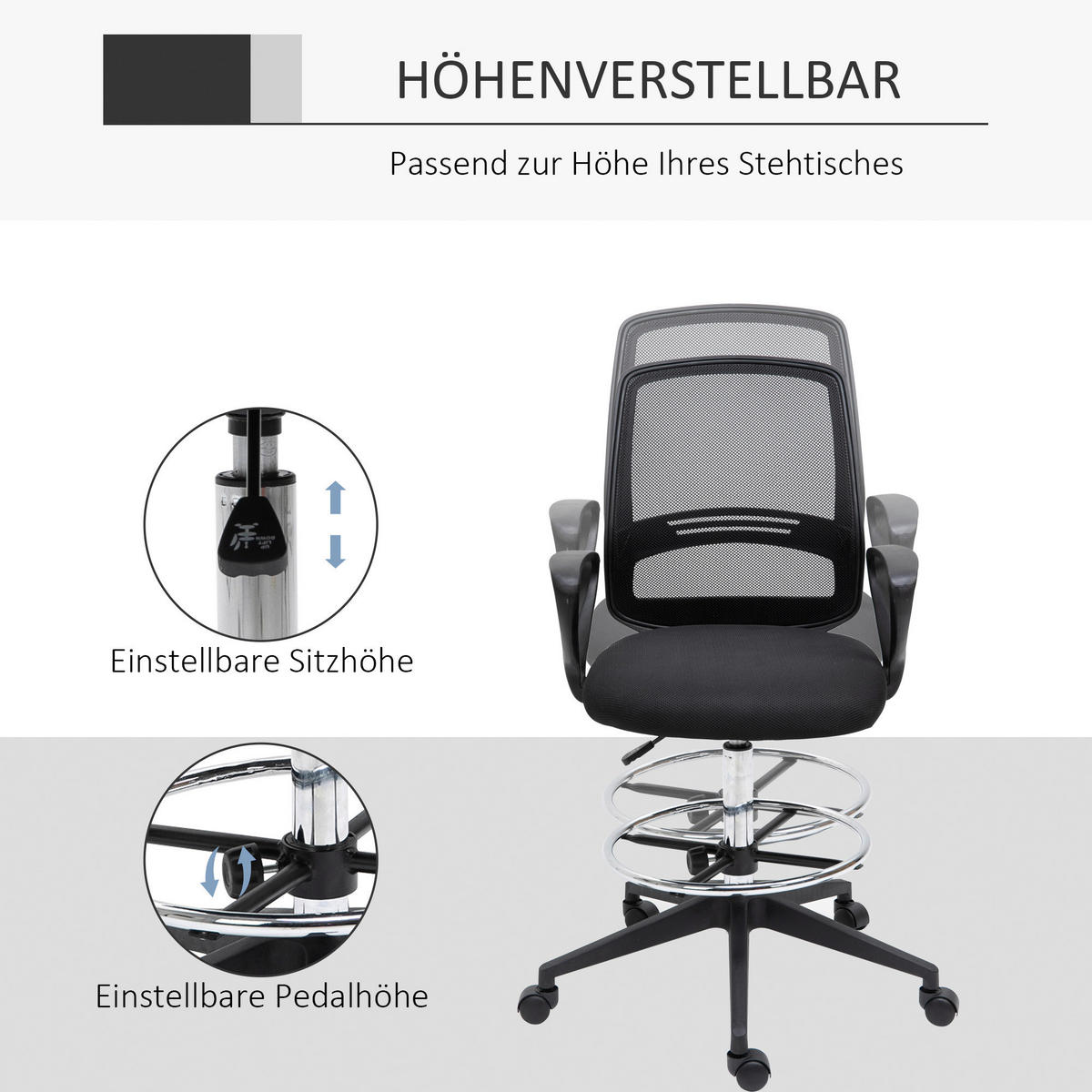 Drehstuhl 921-187 schwarz 921-187 - schwarz (59,50/126,00/60,00cm) - Vinsetto
