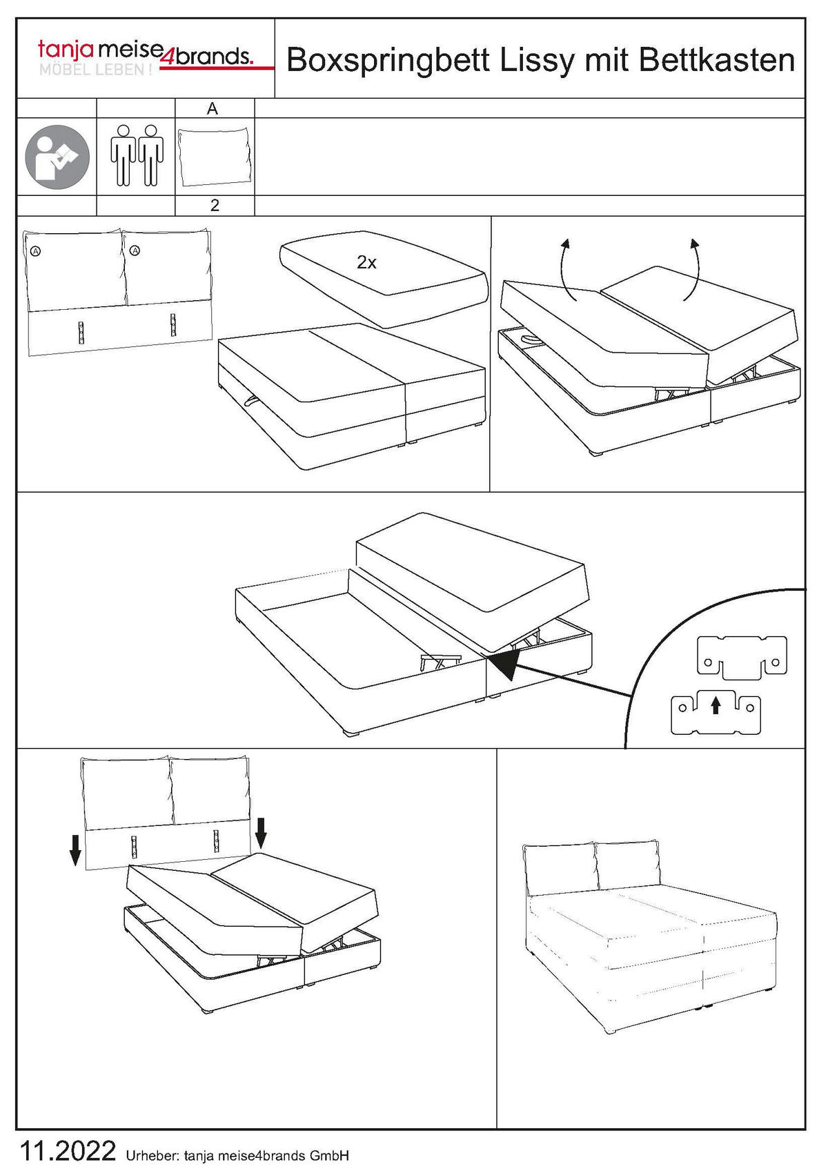 Boxspringbett Lissy schwarz Kunstleder Liegefläche B/L: ca. 160x200 cm Lissy - schwarz (164,00/114,00/220,00cm)