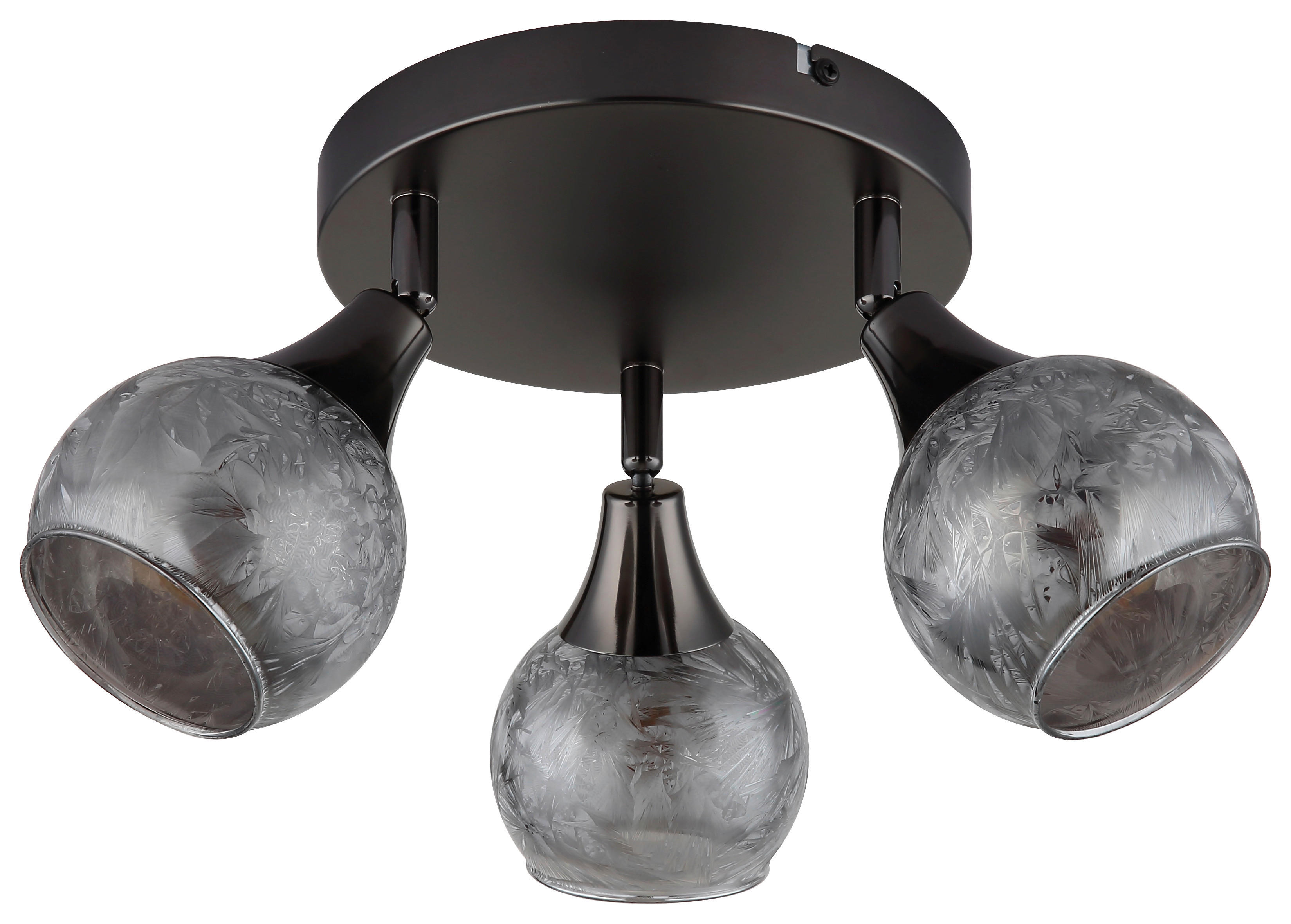 GLOBO Strahler schwarz Chrom Glas Metall B/H/L: ca. 14x22,5x23 cm E14 3 Brennstellen Strahler-Frosta - schwarz/Chrom (23,00/14,00/22,50cm) - GLOBO