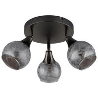 GLOBO Strahler schwarz Chrom Glas Metall B/H/L: ca. 14x22,5x23 cm E14 3 Brennstellen Strahler-Frosta - schwarz/Chrom (23,00/14,00/22,50cm) - GLOBO