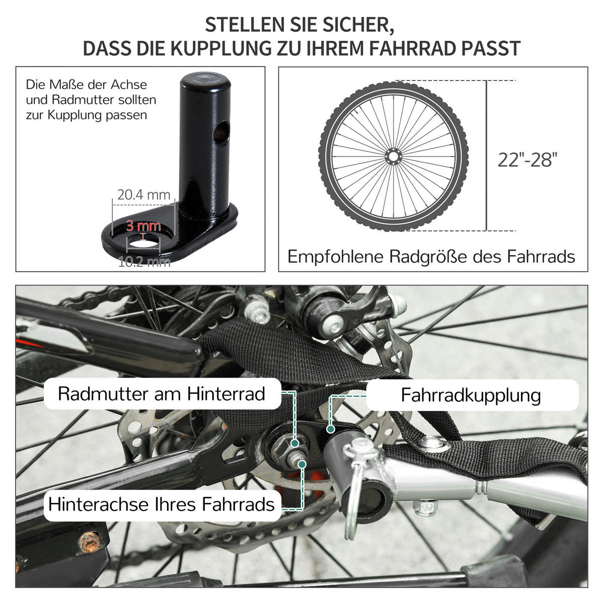 HOMCOM Fahrradanhänger schwarz schwarz B/H/L: ca. 88x60x140 cm Fahrradanhänger 5550-3432 - schwarz (140,00/88,00/60,00cm) - HOMCOM