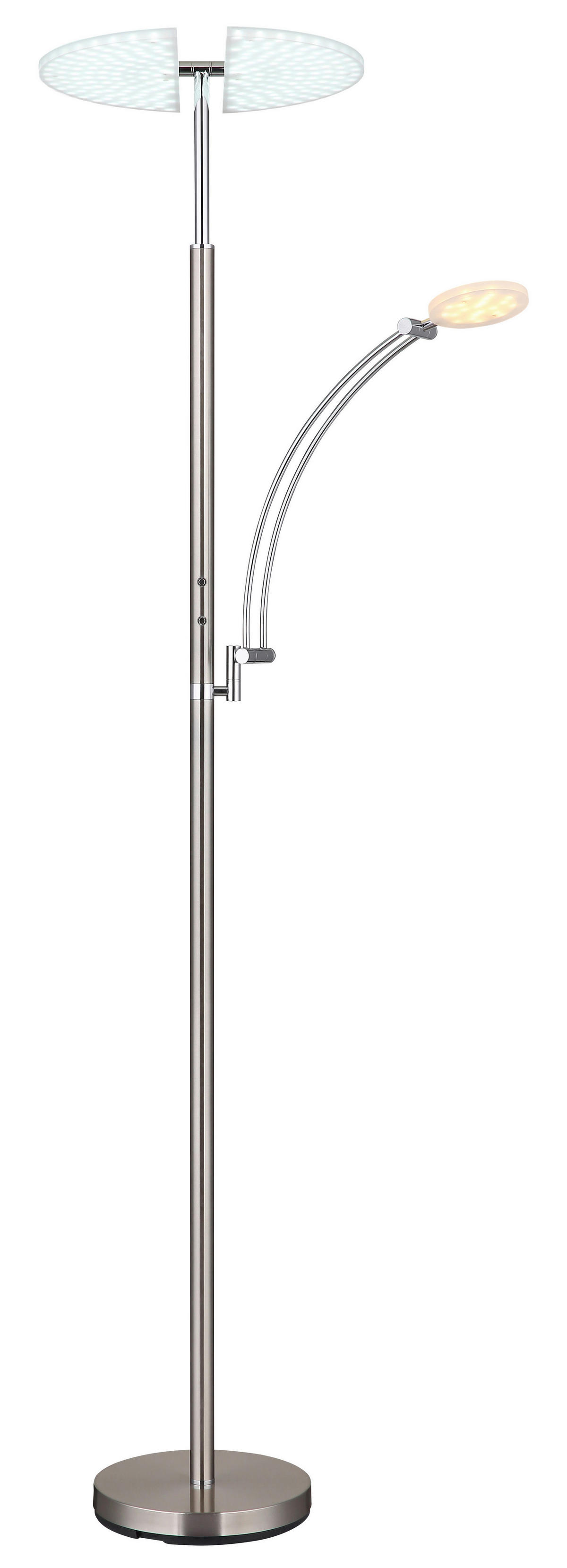GLOBO LED-Deckenfluter nickel matt Chrom Kunststoff Metall B/H/T: ca. 80x183x40,5 cm 1 Brennstellen TIRANA - nickel matt/Chrom (80,00/183,00/40,50cm) - GLOBO