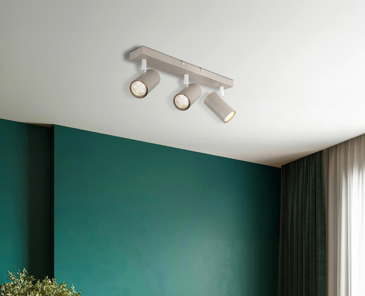 GLOBO Spot sand weiß Metall B/H/L: ca. 41x6x12 cm GU10 3 Brennstellen Spot_Robby_3 - sand/weiß (12,00/41,00/6,00cm) - GLOBO