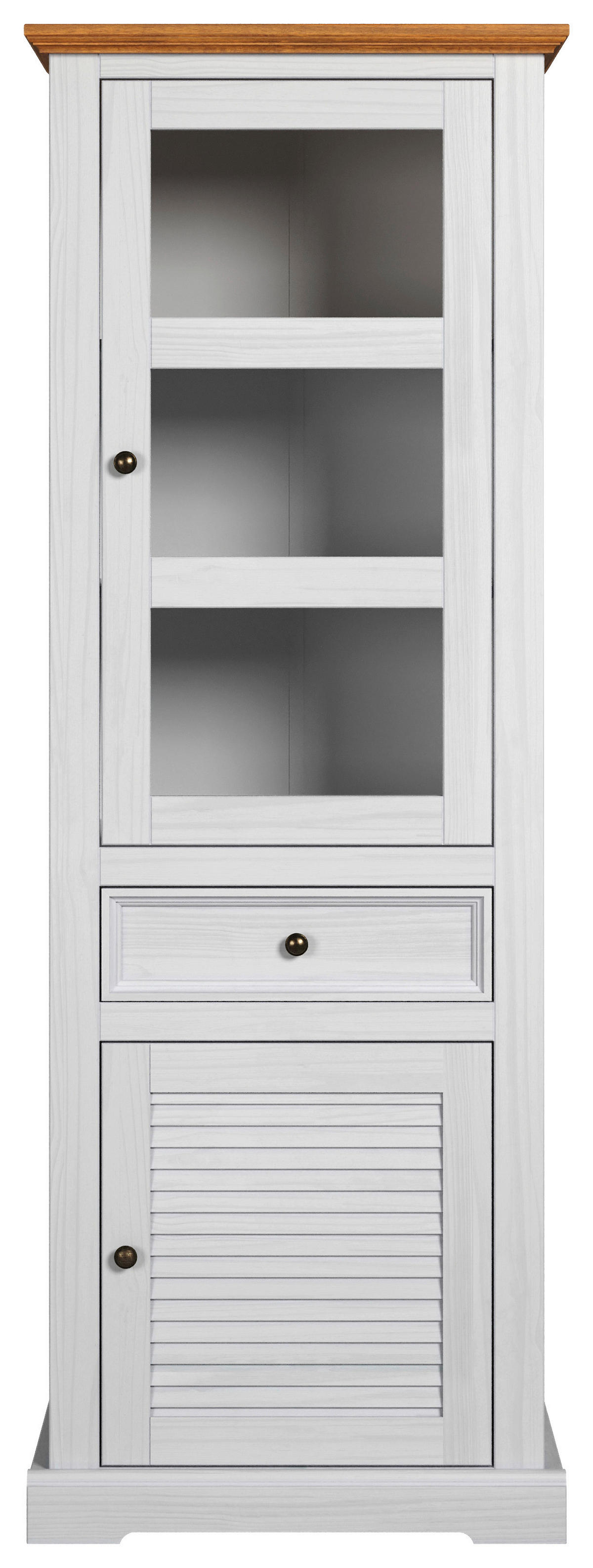 Vitrine Breda B/H/T: ca. 70x195x42 cm Breda - weiß/honig (70,00/195,00/42,00cm)