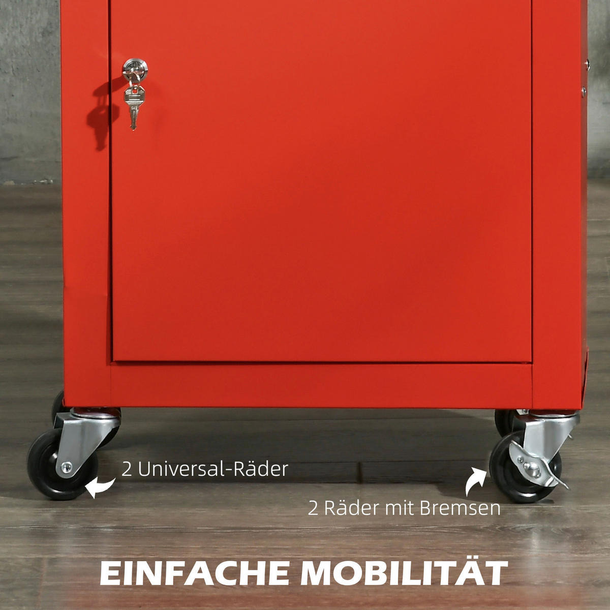 Werkstatt-Zubehör rot B/H/L: ca. 28x46x94 cm Werkzeugwagen - rot (94,00/28,00/46,00cm) - DURHAND