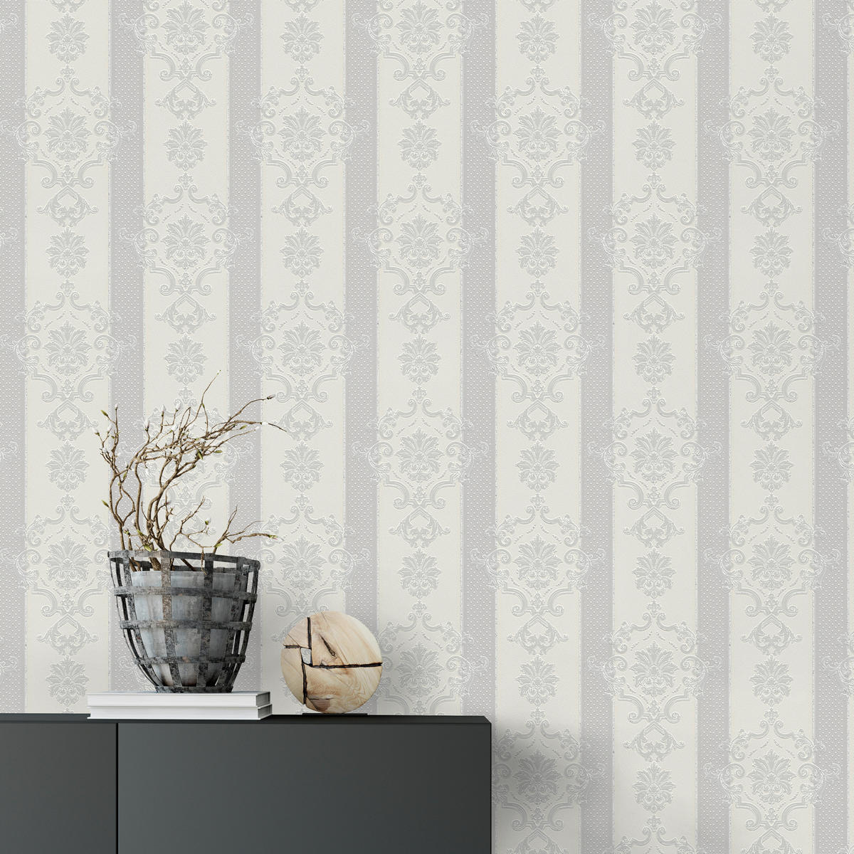 Erismann Vinyltapete Ornament grau B/L: ca. 53x1005 cm Vinyltapete_20028-10 - grau (53,00/1005,00cm) - Erismann