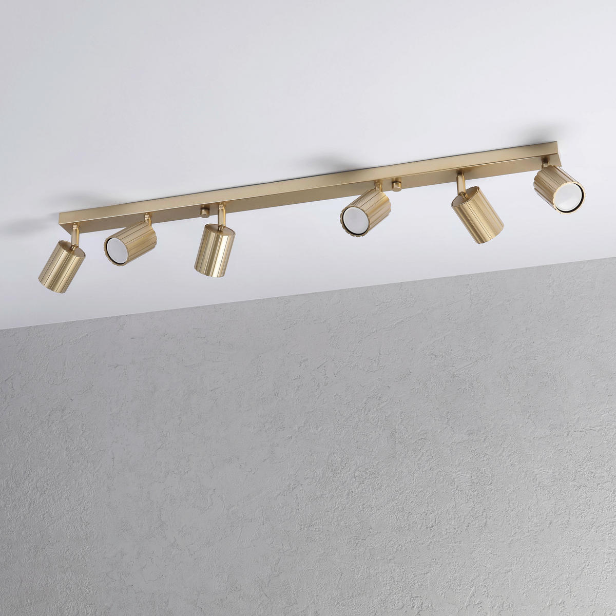 Lamkur Strahler gold Stahl B/H/L: ca. 6,5x16,5x117 cm 6 Brennstellen Prisma - gold (117,00/6,50/16,50cm) - Lamkur