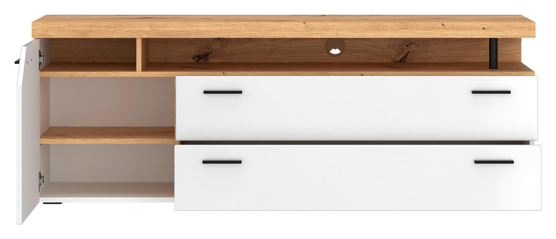 TV-Lowboard Nico Eiche Artisan Nachbildung weiß B/H/T: ca. 160x59x40 cm Nico - Eiche/weiß (160,00/59,00/40,00cm)