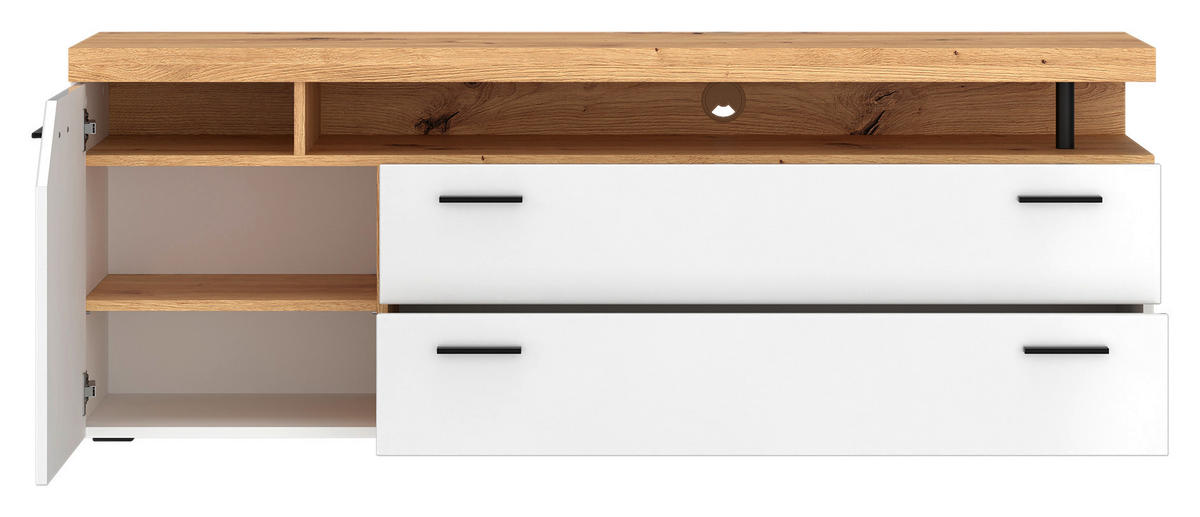 TV-Lowboard Nico Eiche Artisan Nachbildung weiß B/H/T: ca. 160x59x40 cm Nico - Eiche/weiß (160,00/59,00/40,00cm)