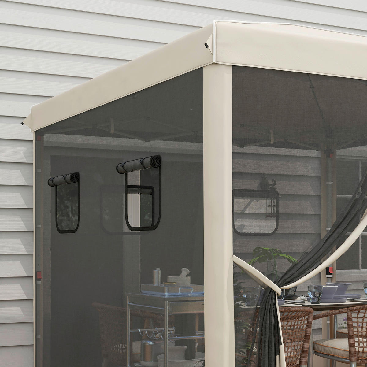 Outsunny Pavillon beige Polypropylen B/H/L: ca. 297x297x287 cm Pavillon - beige (287,00/297,00/297,00cm) - Outsunny