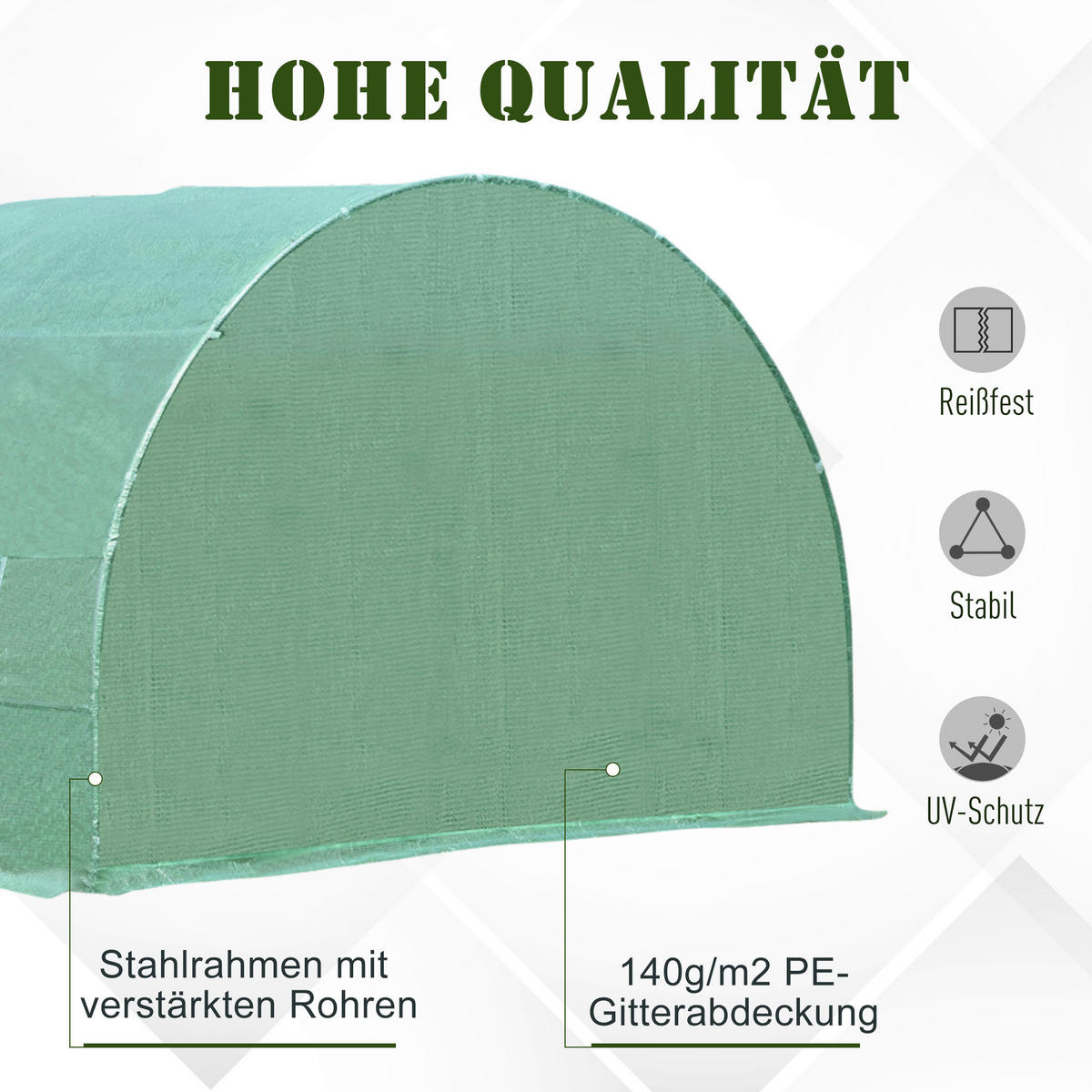 Outsunny Foliengewächshaus B/H/L: ca. 300x200x600 cm Foliengewächshaus MH845-018 - grün (600,00/300,00/200,00cm) - Outsunny