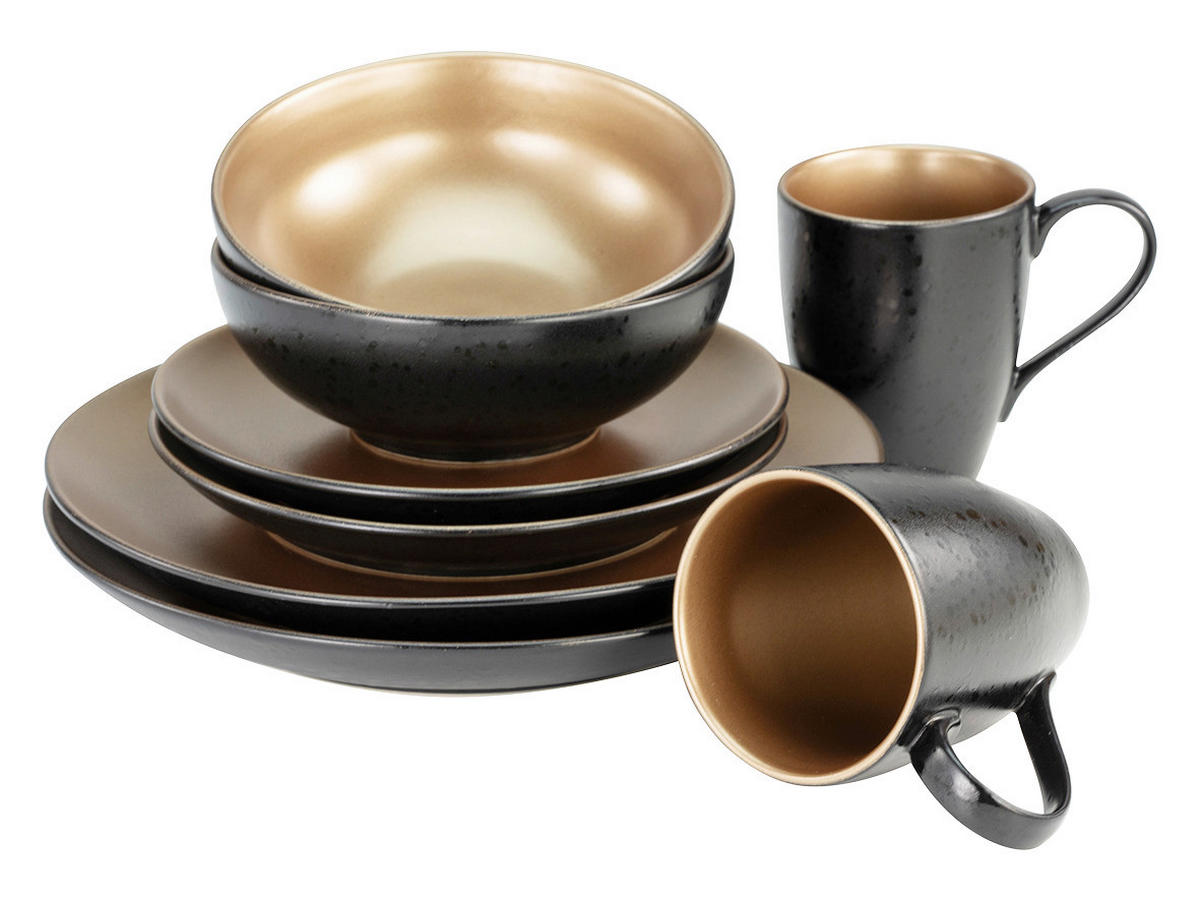 CreaTable Kombiservice Glamour gold Keramik Glamour - gold/schwarz - CreaTable