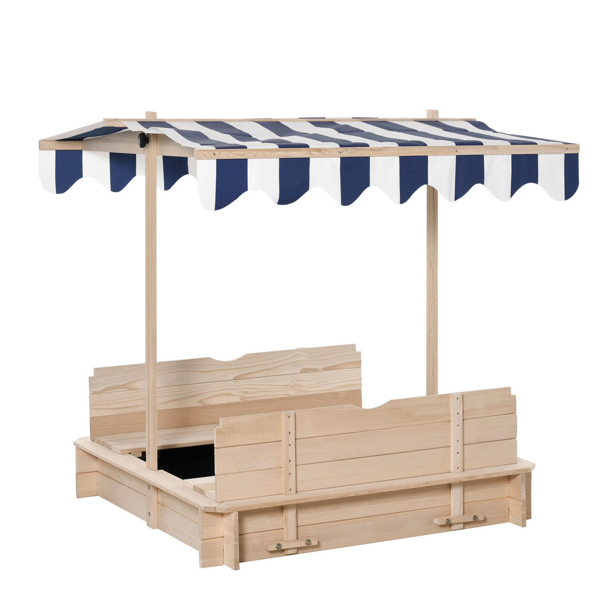 Outsunny Sandkasten weiß B/H/L: ca. 106x106x121 cm Sandkasten - blau/weiß (121,00/106,00/106,00cm) - Outsunny