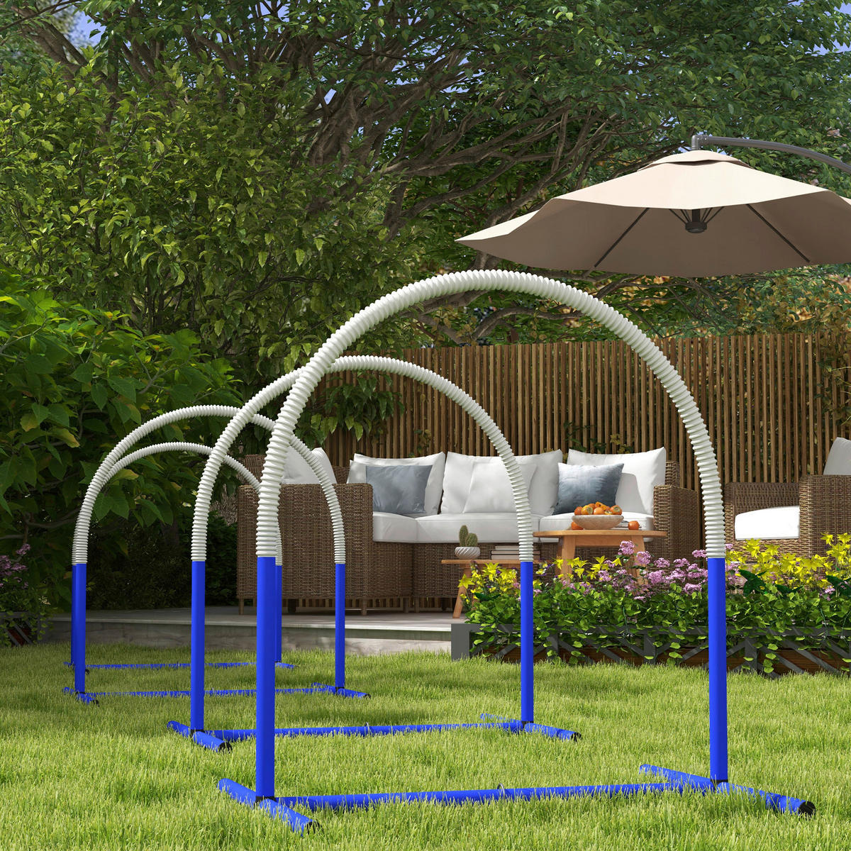 PawHut Hunde-Agility-Set blau Kunststoff B/H/L: ca. 64x95x88 cm Hunde-Agility-Set - blau/weiß (88,00/64,00/95,00cm) - PawHut
