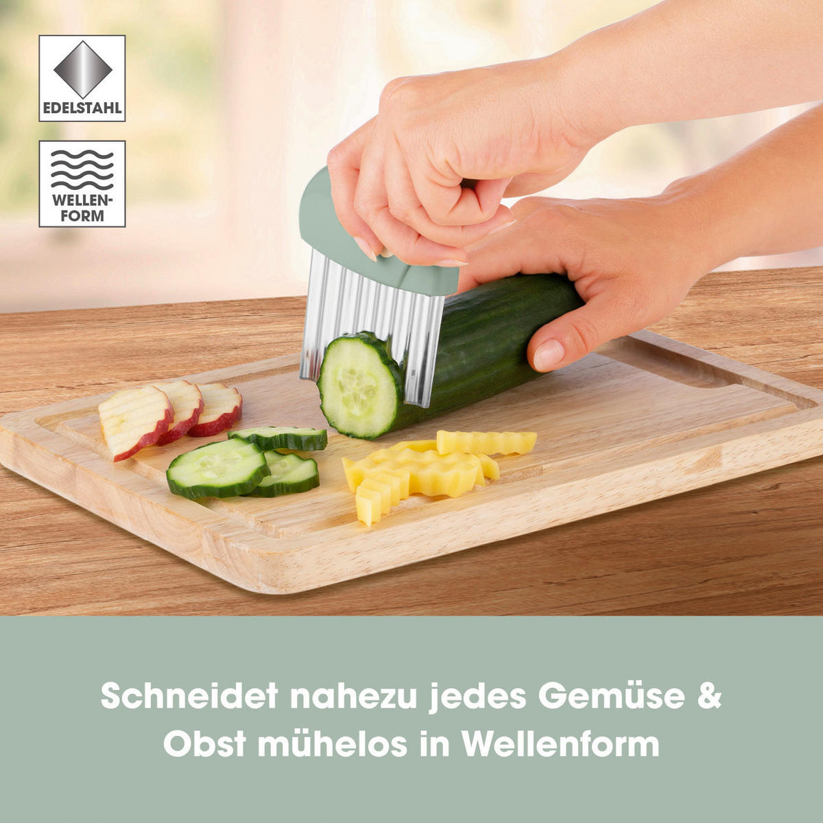 GOURMETmaxx Haushaltshelfer grün Kunststoff Wellenschneider_GOURMETmaxx - grün - GOURMETmaxx