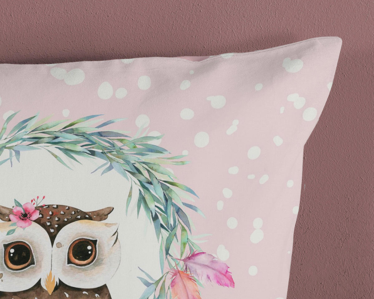 Bettwäsche Owli pink Baumwolle B/L: ca. 135x200 cm Owli - pink (135,00/200,00cm) - Good Morning