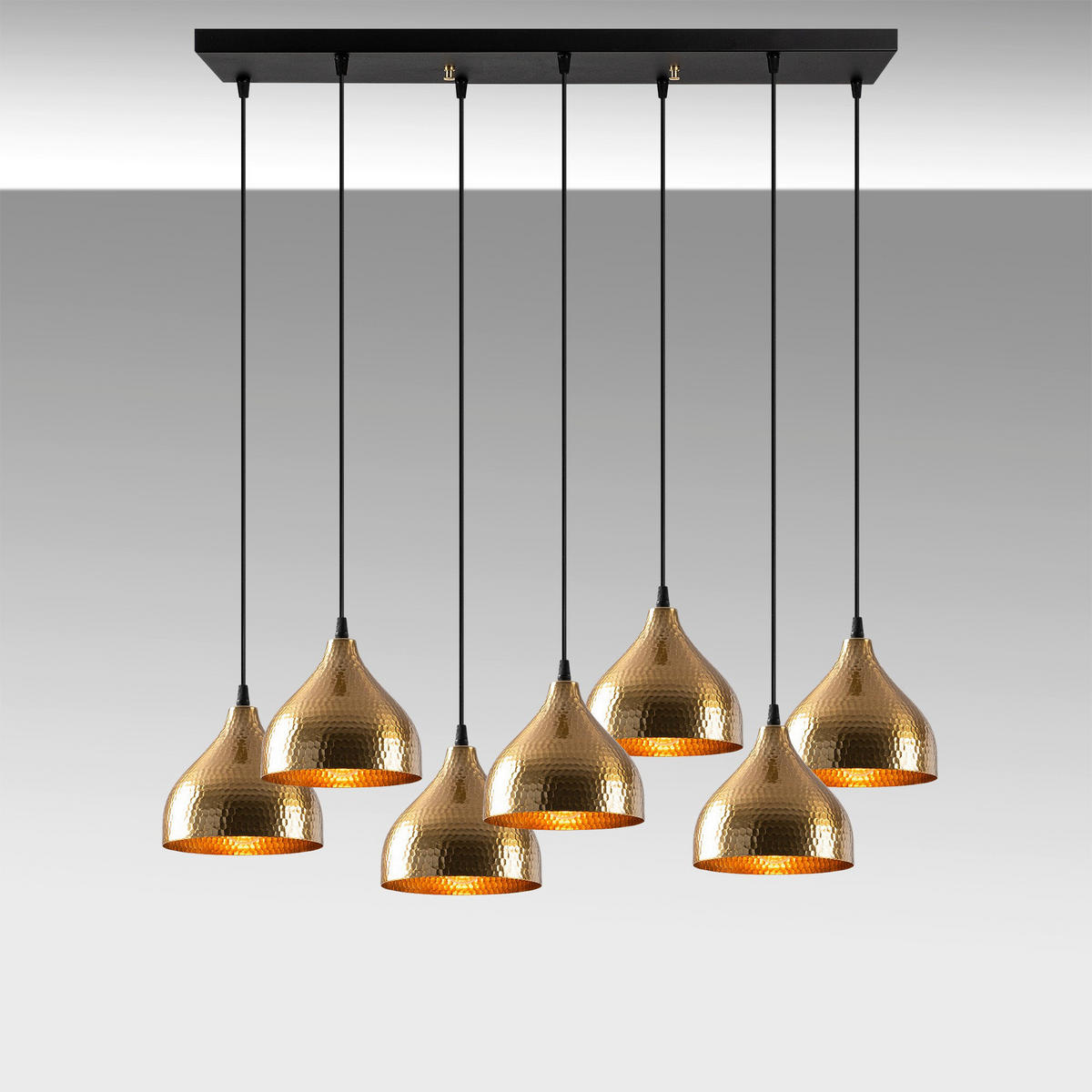 Opviq Pendelleuchte Metall B/H/T/L: ca. 88x114x40x88 cm E27 7 Brennstellen Tattoo - 6222 - (88,00/88,00/114,00cm) - Opviq