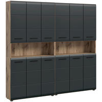 Badezimmer-Set Ice Nox Oak Nachbildung schwarz matt B/H/T: ca. 180x185x30 cm Ice - schwarz (180,00/185,00/30,00cm) - xonox.home