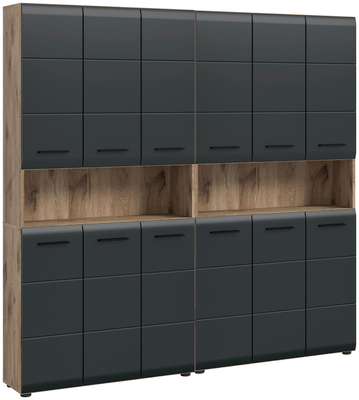 Badezimmer-Set Ice Nox Oak Nachbildung schwarz matt B/H/T: ca. 180x185x30 cm Ice - schwarz (180,00/185,00/30,00cm) - xonox.home