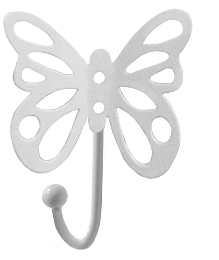 Garderobenhaken Butterfly weiß pulverbeschichtet Metall B/H/T: ca. 8,5x10,5x5 cm Butterfly - weiß (8,50/10,50/5,00cm)