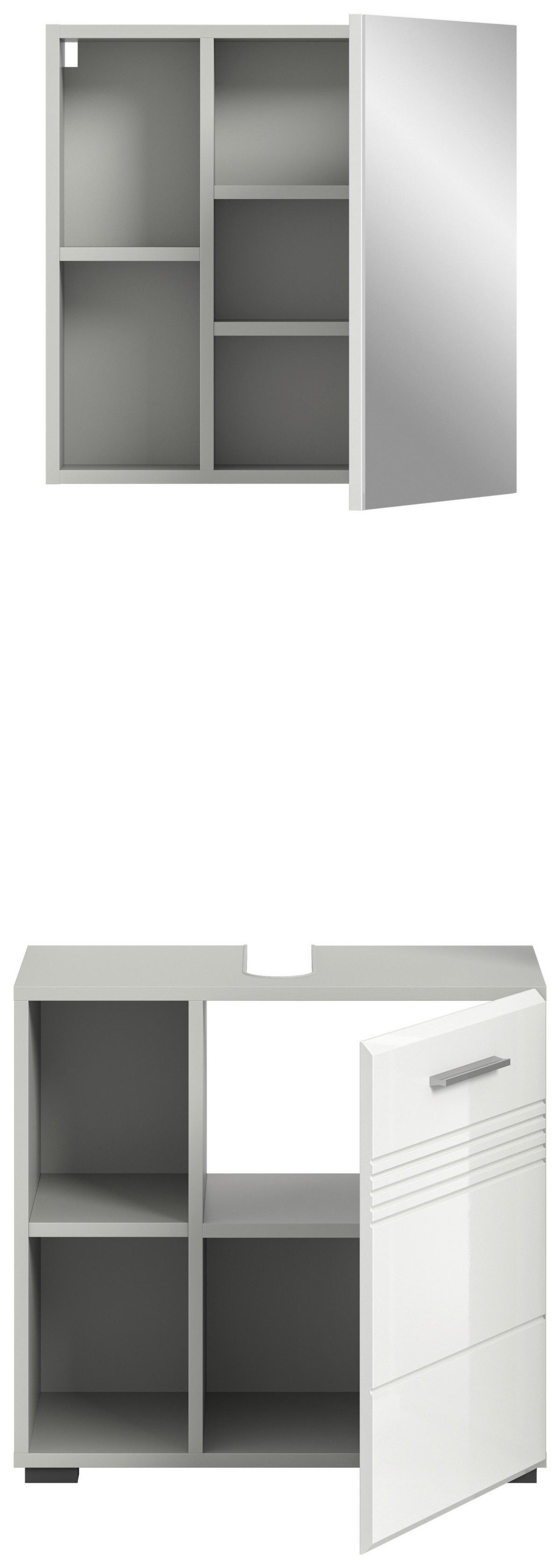 Badblock Copa hellgrau weiß Hochglanz B/H/T: ca. 60x190x32 cm Copa - hellgrau/weiß (60,00/190,00/32,00cm) - xonox.home