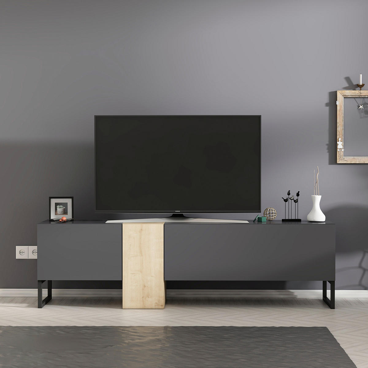 TV-Lowboard 9161 anthrazit Saphir B/H/T: ca. 157x45x37 cm 9161 - Saphir/anthrazit (157,00/45,00/37,00cm) - moebel17