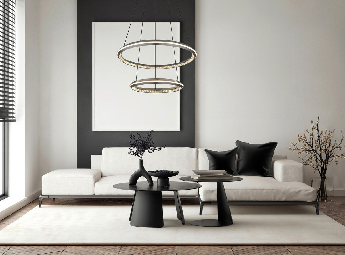 GLOBO LED-Pendelleuchte ALAINA 67329-50H klar grau Opal Metall Kunststoff H/D: ca. 150x60 cm 1.0 Brennstellen ALAINA - klar/Opal (60,00/150,00cm) - GLOBO