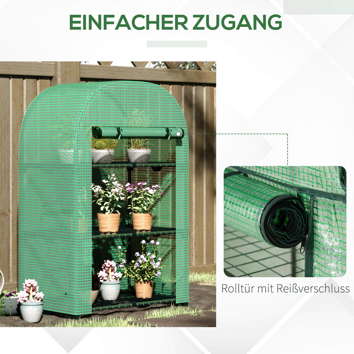 Outsunny Gewächshaus B/H/L: ca. 49x120x80 cm Gewächshaus - grün (80,00/49,00/120,00cm) - Outsunny