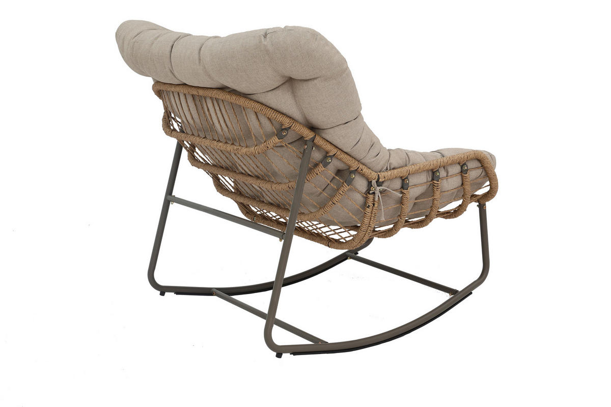 POCOline Gartenstuhl braun Stahl Schaukelstuhl_mit_Hocker - braun/beige - POCOline