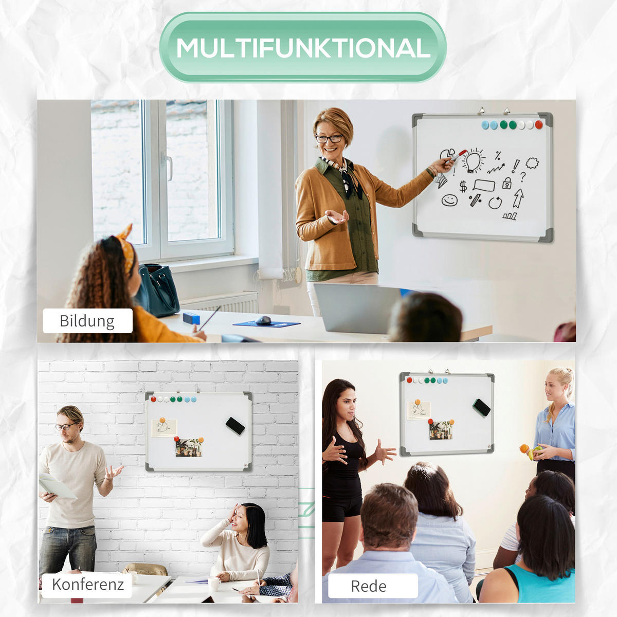 HOMCOM Wandboard Whiteboard - weiß (45,00/1,80/60,00cm) - HOMCOM