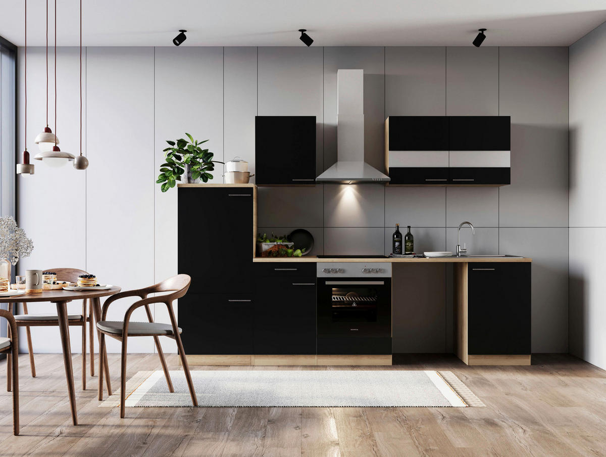 Respekta Küchenblock Merle schwarz B/H/T: ca. 280x200x60 cm Merle - Eiche/schwarz (280,00/200,00/60,00cm) - Respekta