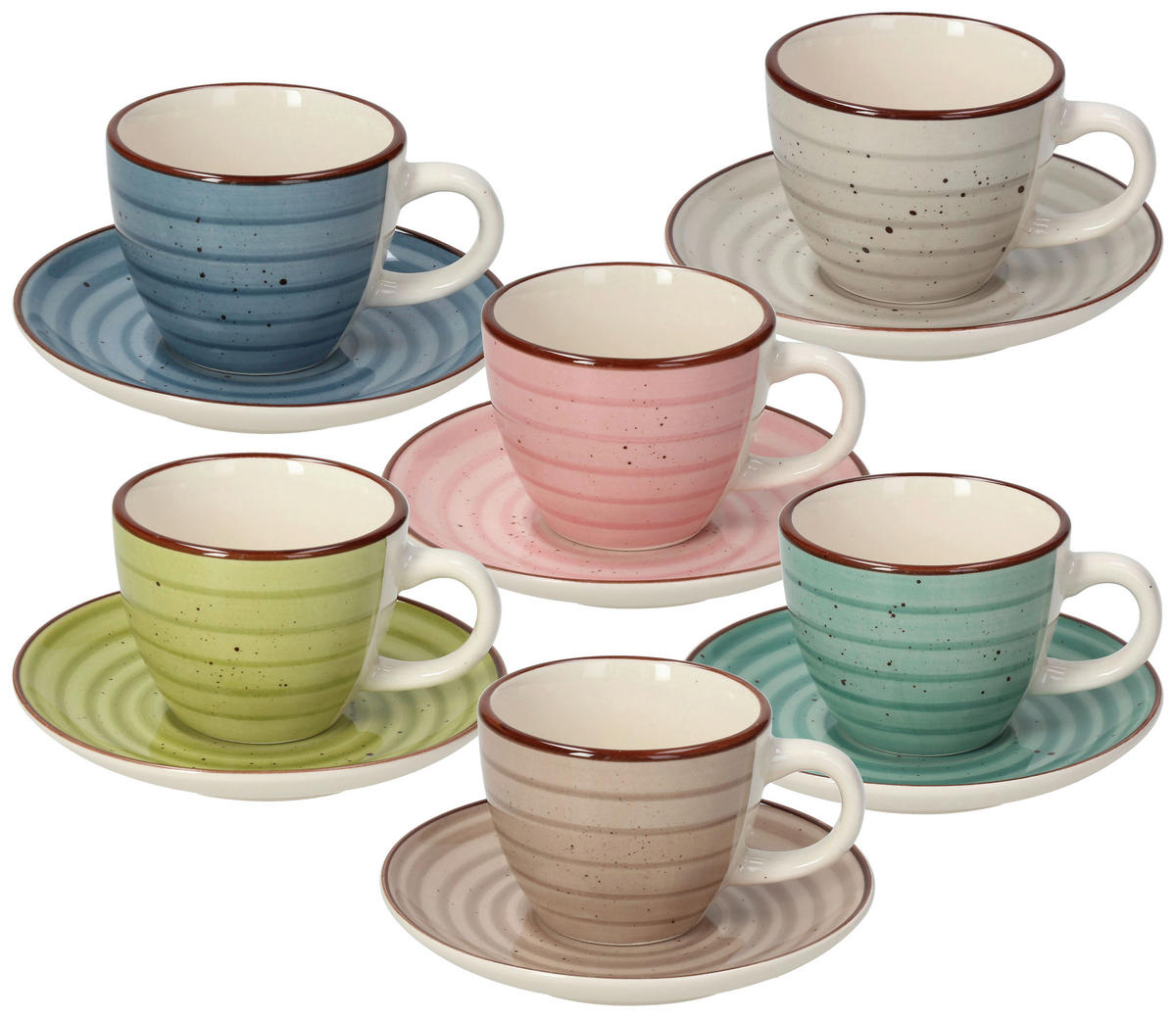 TOGNANA Kaffeetassenset Louise Urban Pastel multicolor Porzellan 12 tlg. Louise Urban Pastel - multicolor - TOGNANA