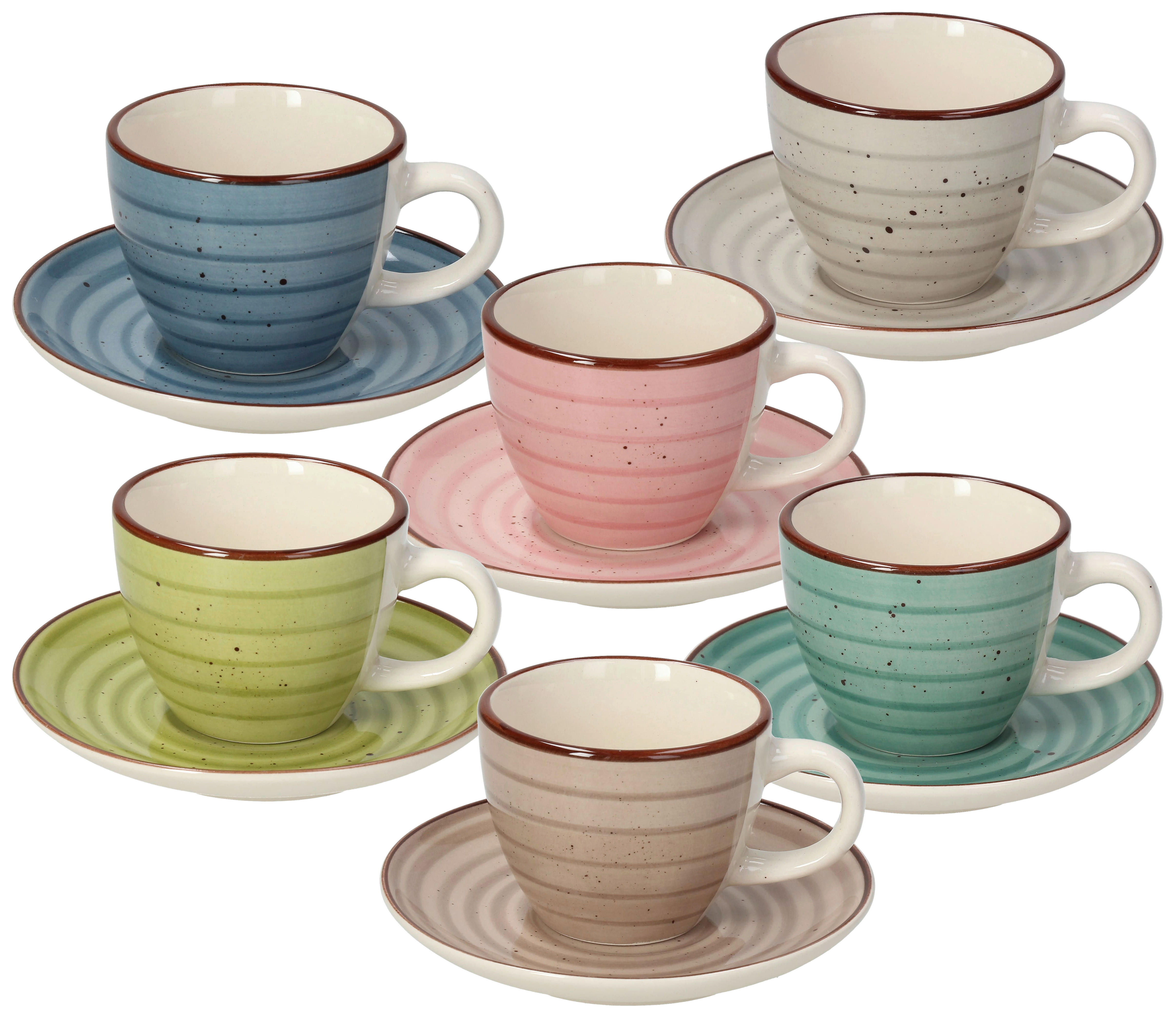 TOGNANA Kaffeetassenset Louise Urban Pastel multicolor Porzellan 12 tlg.