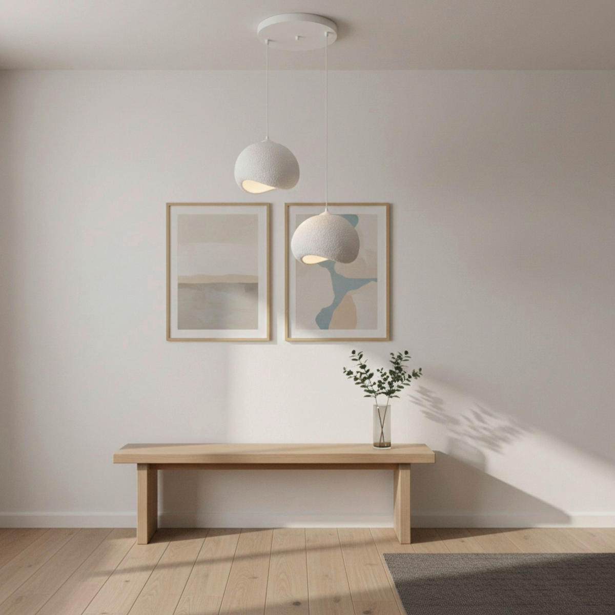 Opviq Pendelleuchte weiß Polyester-Mischgewebe Metall B/H/L: ca. 29x120x34 cm E27 2 Brennstellen Yontu - 15852 - weiß (34,00/29,00/120,00cm) - Opviq