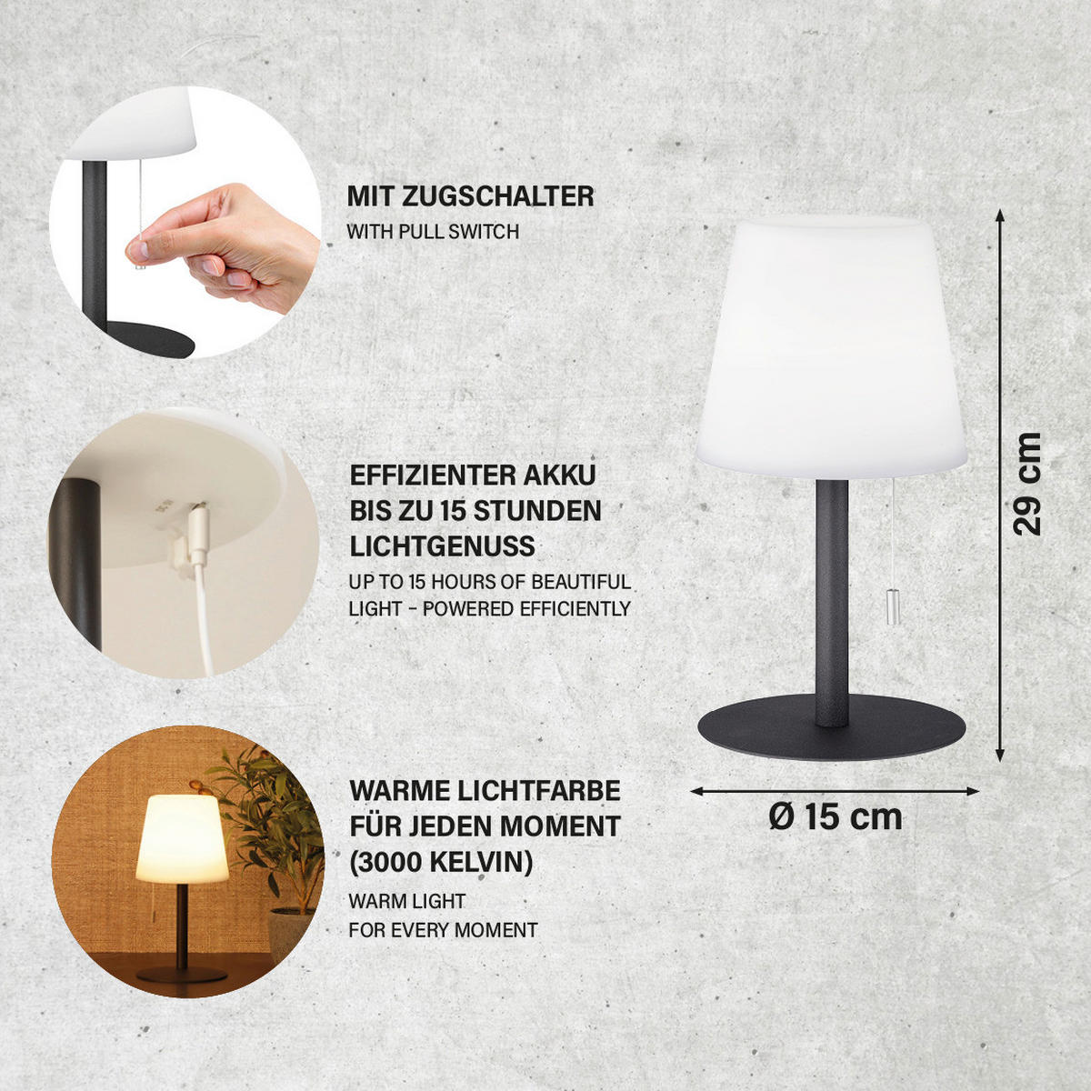 LED-Außenleuchte 850135 Garden weiß anthrazit H/D: ca. 29x15 cm Garden - weiß/anthrazit (15,00/29,00cm) - easy! by FHL