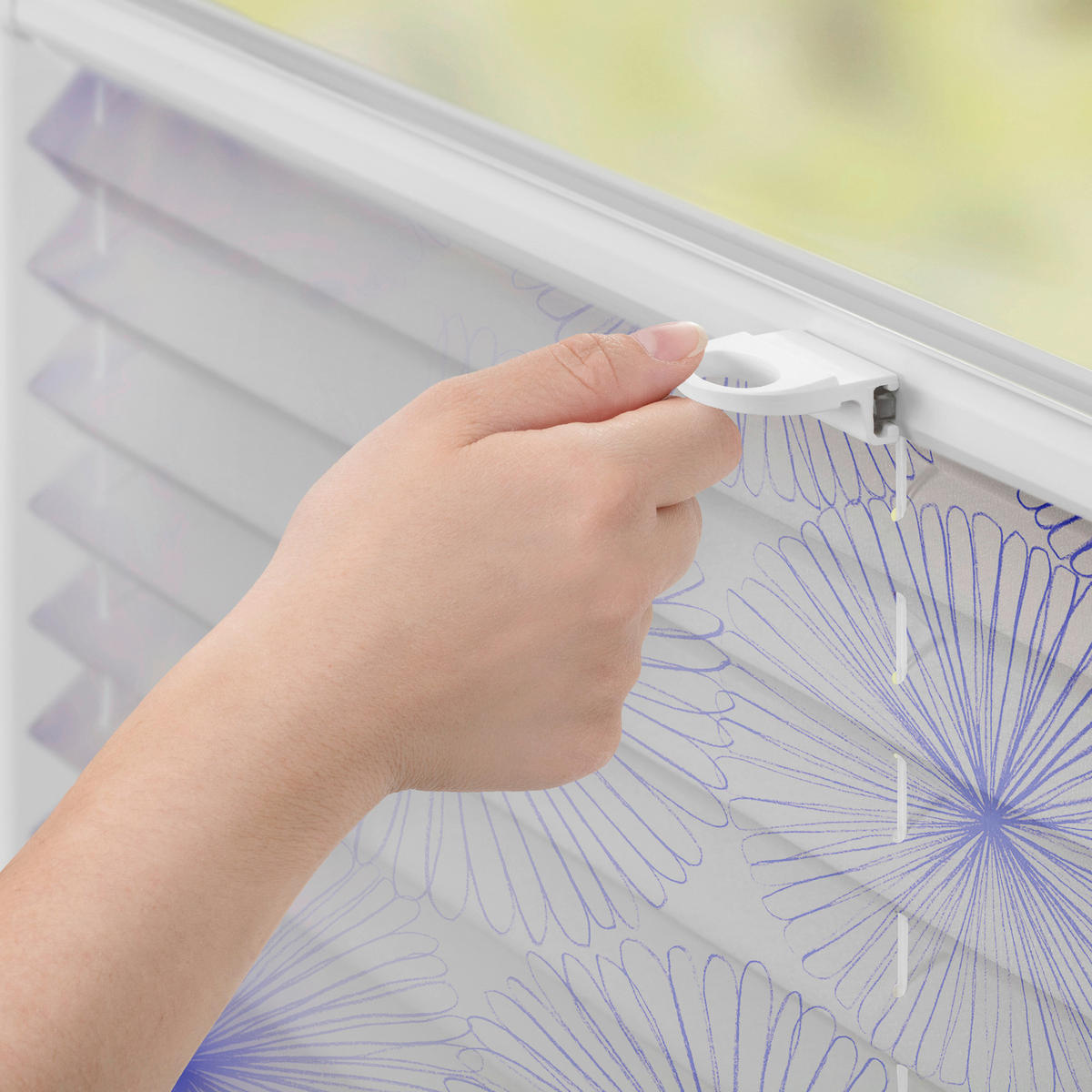 Spannplissee Flower Wheel blau B/L: ca. 80x130 cm Flower Wheel - blau (80,00/130,00cm) - LICHTBLICK